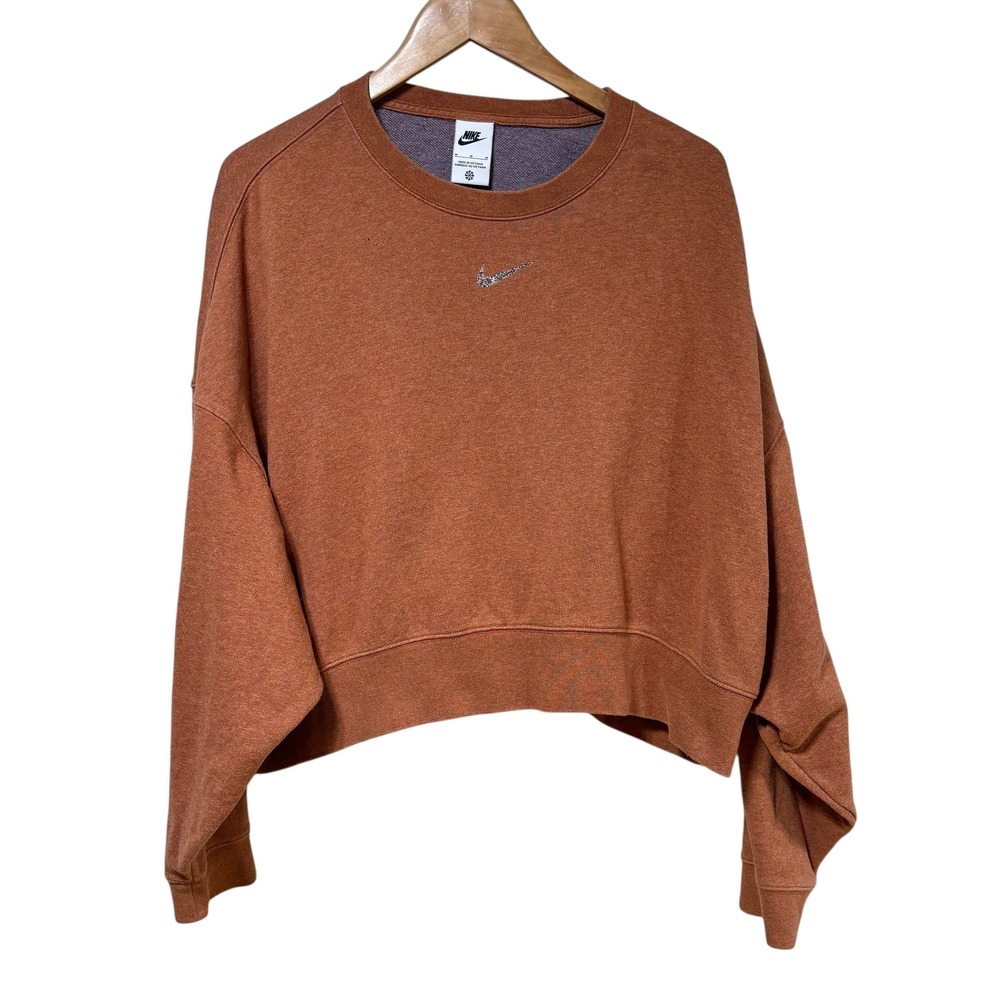 Nike Sportswear Women's oversized Cropped Crewneck Orange Size ‎ Med # 619